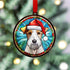 Fox Terrier in Santa Hat Suncatcher Decoration
